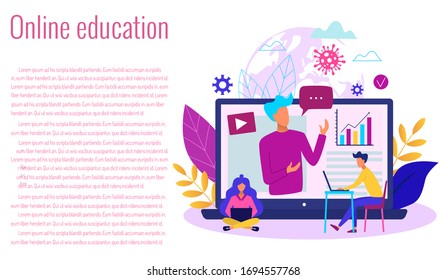Concept of online education  during covid - 19 outbreak modern vector illustration.