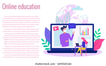 Concepto de educación en línea durante el covid - 19 brotes de ilustraciones vectoriales modernas.