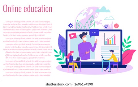 Concept of online education  during covid - 19 outbreak modern vector illustration.