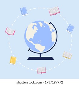 Concept for online education. E-learning, online education at home. Flat design concept of education, training and courses, learning. Vector.