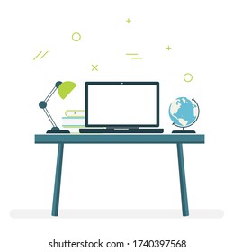 Concept for online education. E-learning, online education at home. Flat design concept of education, training and courses, learning. Vector.
