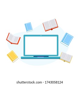 Concept for online education. E-learning, online education at home. Flat design concept of education, training and courses, learning. Vector.
