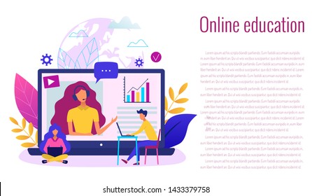 Concept of online education modern vector illustration. Easy to edit and customize. Landing page template.