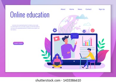 Concept of online education modern vector illustration. Easy to edit and customize. Landing page template.
