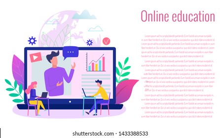 Concept of online education modern vector illustration. Easy to edit and customize. Landing page template.