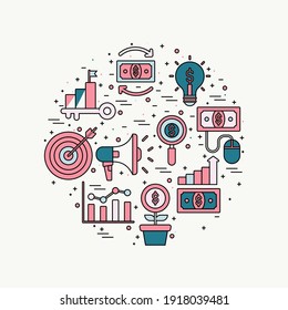 Konzept der Online-Bildung, Ausbildung und Kurse, Lernen, Video-Tutorials.Training Online-Marketing-Website. Training Online Marketing Konzept.