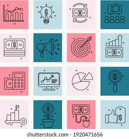 Konzept der Online-Bildung, Ausbildung und Kurse, Lernen, Video-Tutorials.Training Online-Marketing Set Symbol.