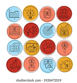 Concept of online education, training and courses, learning, video tutorials.Training online marketing set icon.
