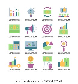 Concepto de educación en línea, formación y cursos, aprendizaje, tutoriales de vídeo.Icono de conjunto de marketing en línea de formación.
