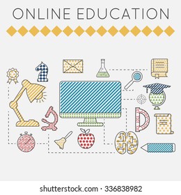 concept of online education. Vector illustration.