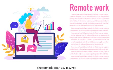 Concept of online education or work from home  during covid - 19 outbreak modern vector illustration. Remote work concept