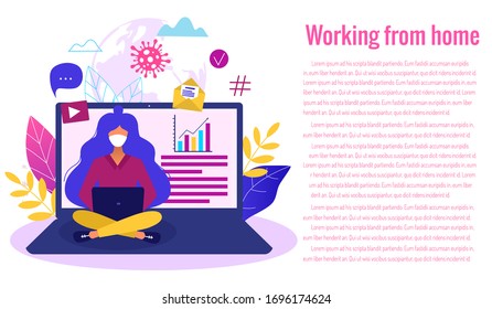 Concept of online education or work from home  during covid - 19 outbreak modern vector illustration. Remote work concept