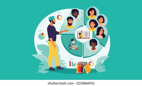Concept Of Online E-Learning, Examination on Computer Vector Flat Illustration