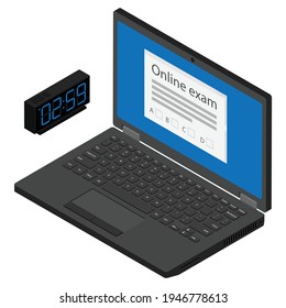 Concepto de examen en línea, formulario de cuestionario, educación en línea, encuesta, prueba en Internet. Vector