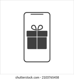 Concept of Online Gift by Smartphone. Vector illustration.