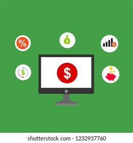 Concept Online and mobile payments for web page, social media, documents, cards, posters. Vector illustration pos terminal confirms the payment using a smartphone, Mobile payment, online banking.
