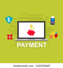 Concept Online and mobile payments for web page, social media, documents, cards, posters. Vector illustration pos terminal confirms the payment using a smartphone, Mobile payment, online banking.