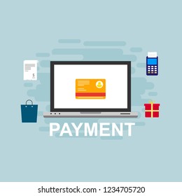 Concept Online and mobile payments for web page, social media, documents, cards, posters. Vector illustration pos terminal confirms the payment using a smartphone, Mobile payment, online banking.
