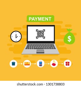 Concept Online and mobile payments for web page, social media, documents, cards, posters. Vector illustration pos terminal confirms the payment using a smartphone, Mobile payment, online banking. - Ve