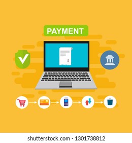 Concept Online and mobile payments for web page, social media, documents, cards, posters. Vector illustration pos terminal confirms the payment using a smartphone, Mobile payment, online banking. - Ve