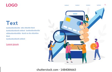 Concept Online and mobile payments for web page, social media, documents, cards, posters. Vector illustration confirms the payment using a smartphone, Mobile payment, online banking. 
