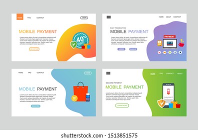 Concept Online and mobile payments for web page, social media, documents, cards, posters. Landing page template. Easy to edit and customize. Vector illustration