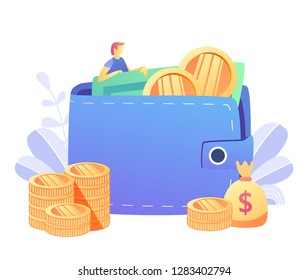 Concept online money , mobile payments for web page, banner, presentation, social media, documents, cards, posters. Vector illustration mobile banking,e payment, cash back,  cryptocurrency, wallet