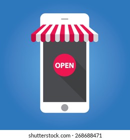 Concept of online shop on modern smart phone