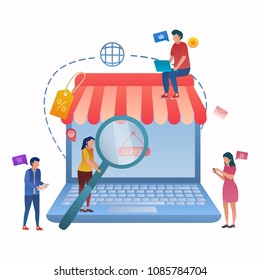 Concept of Online Shop. Open New Online Shop, Illustration on Flat Design
