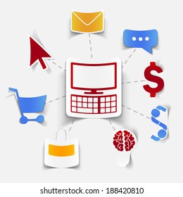 concept for online shopping: computer