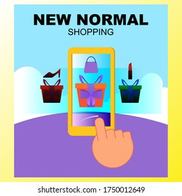 the concept of online shopping. display e-commerce smartphone users. practice of digital transactions