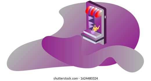 The concept of online shopping. Isometric Vector Illustration EPS 10