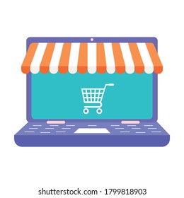el concepto de compra en línea con un portátil