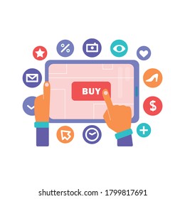 the concept of online shopping using a smartphone