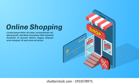 The concept of an online store, online purchase, purchase using a smartphone. Vector illustration.