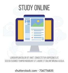 The concept of online study. Can be use like advertising for language courses or school. For social network.