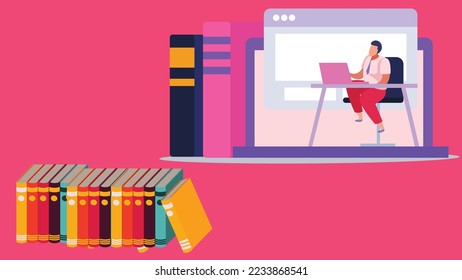 Concept Online Testing, E-Learning, Examination on Computer. Vector Illustration