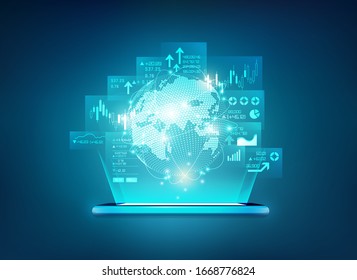 concepto de aplicación comercial en línea en dispositivos futuristas