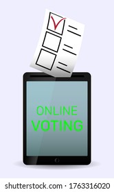 Concept of online voting, elections, survey on the tablet. Political competition with modern system
