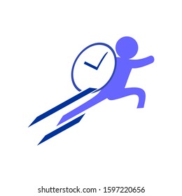 The concept of on-time delivery, fast and fast delivery. Delivery package with stopwatch vector illustration