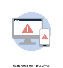 Concept operating system error warning for web page, banner, presentation, social media, documents, posters. 404 error web page Vector illustration, Error warning window operating system