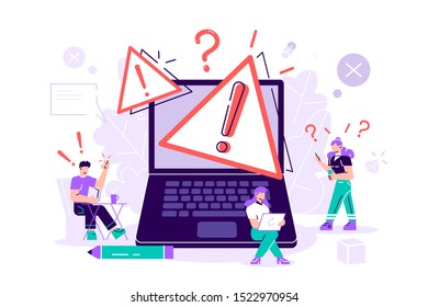 Concept operating system error warning. 404 error web page vector illustration, Error warning window operating system. Vector for web page, banner, presentation, social media, documents, posters. 