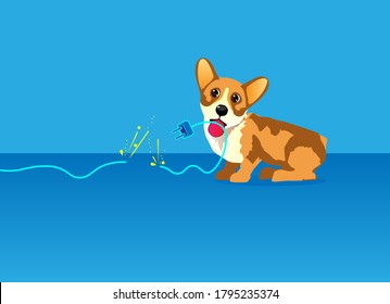 Concept operating system error warning for web page, banner, presentation, social media, documents, posters. 404 error web page with dog. Vector illustration, 