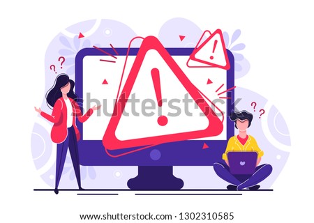 Concept operating system error warning for web page, banner, presentation, social media, documents, posters. 404 error web page Vector illustration, Error warning window operating system