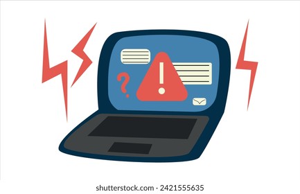 Concept operating system error. For web or ui design and ads. Malware or bug in software or program. Data recovery, computer, laptop diagnostics and software update service. Vecor. 