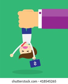 Concept of oppressed by the boss with businessman under a big shoe. Exploitation, oppression, selfishness, cruelty.