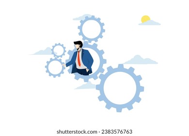 Concept of optimizing processes and workflow, improving work or increasing productivity, efficiency or automation system, solving problems, businessman ready to use, optimizing equipment process.