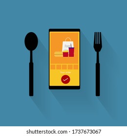  Concept of order food online Illustration vector flat cartoon