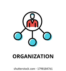 Concept of Organization icon, modern flat thin line design vector illustration, for graphic and web design