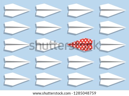 Concept of origami to illustrate the will to go against the current, to express a contrary point of view.